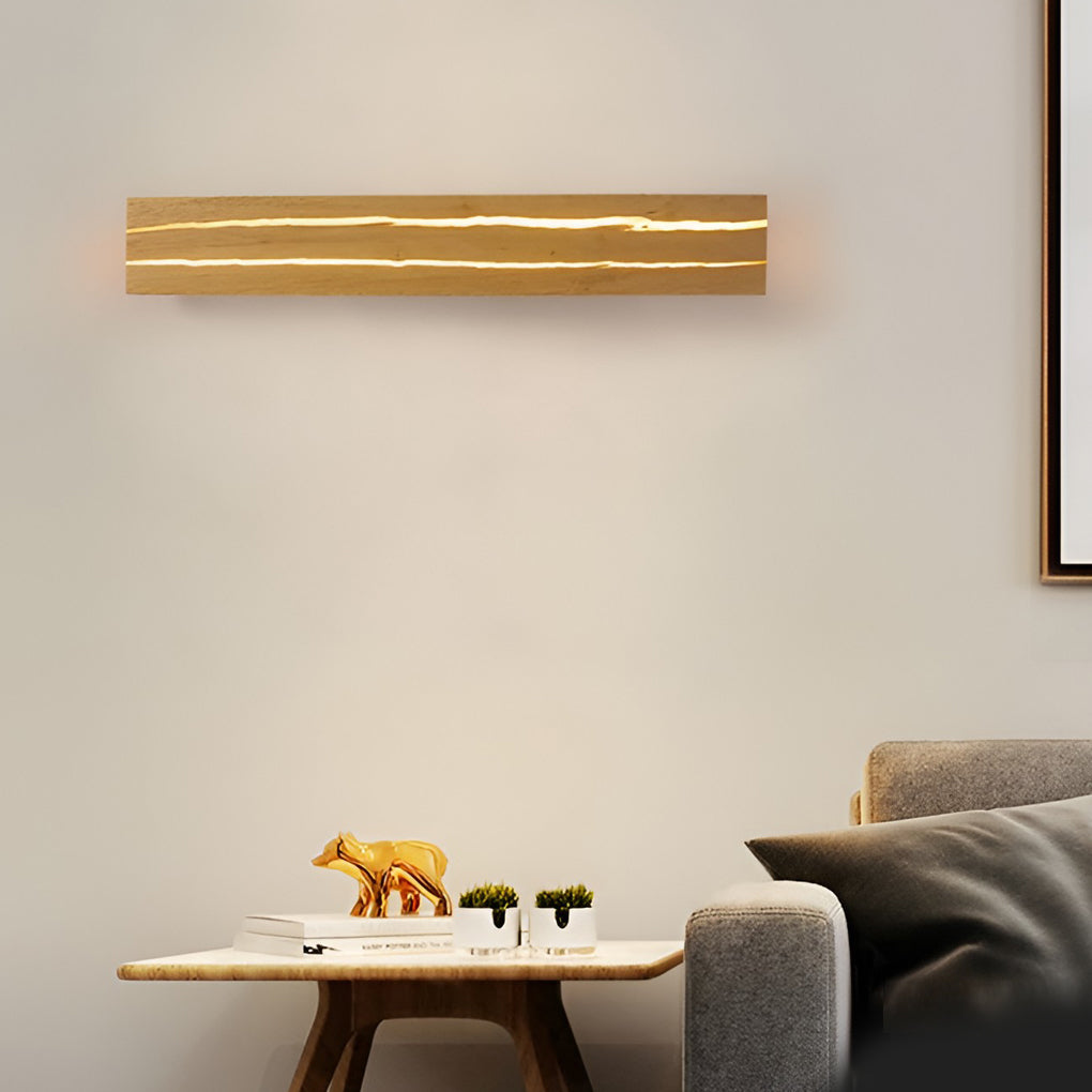 Adjustable Rectangular Wood Three Step Dimming LED Modern Wall Lamp - Dazuma