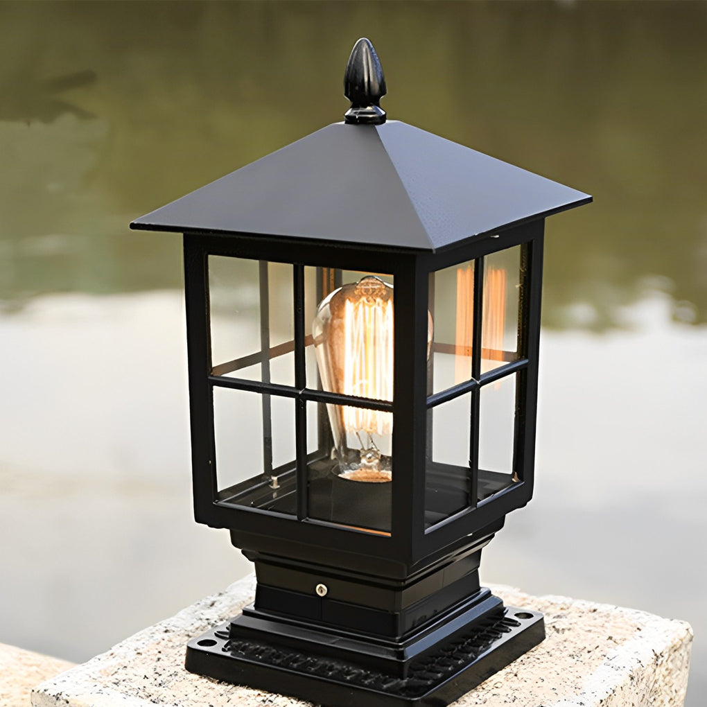 Traditional Square Waterproof LED Black Classic Solar Post Caps Lights - Dazuma