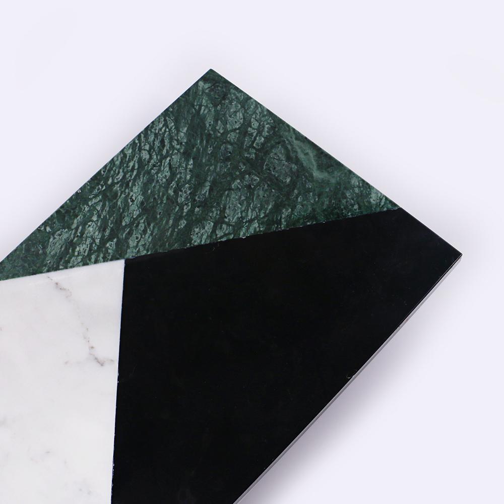 Marble Rectangular Serving Platter Cutting Board Appetizer Platter Black Green White