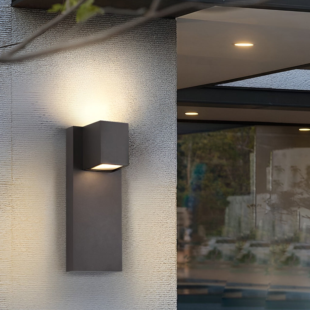 Square Waterproof LED Up and Down Lights Modern Outdoor Wall Lamp Wall Sconce Lighting