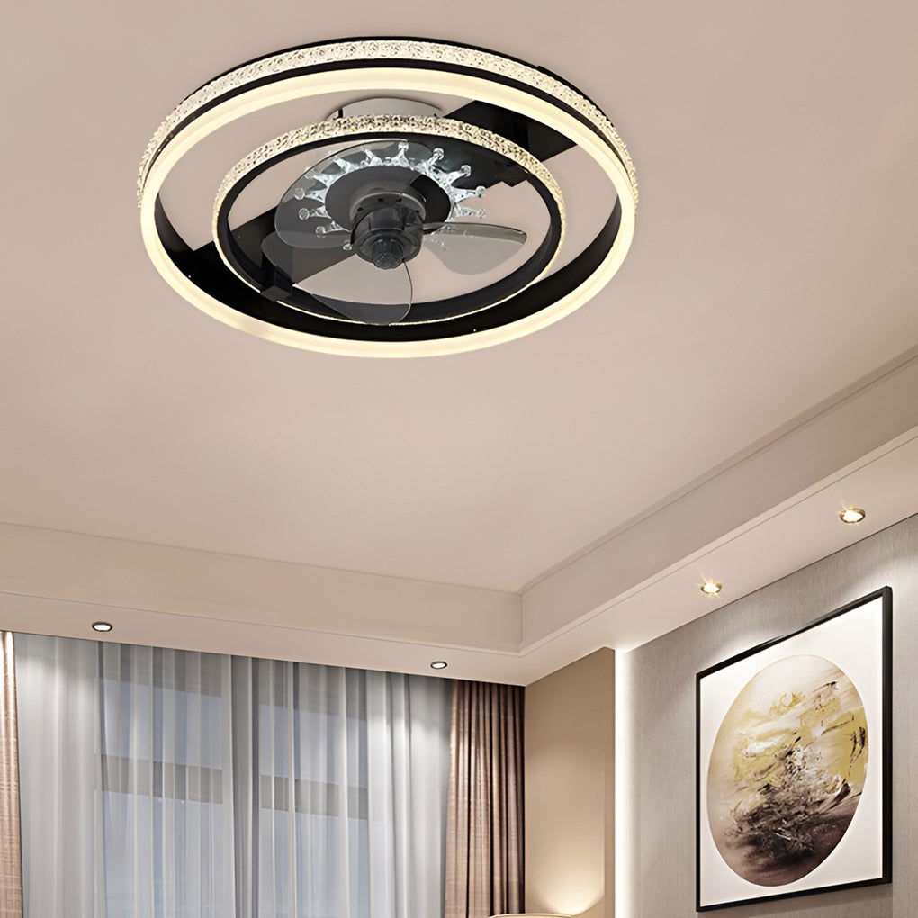 20'' Circular LED Modern Flush Mount Ceiling Fan with Lights