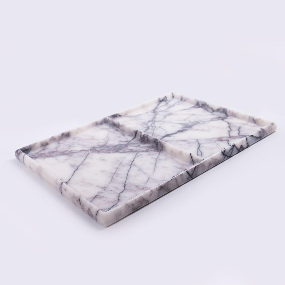 Marble Rectangle Serving Tray for Tea Coffee Sushi Fruit Platter White