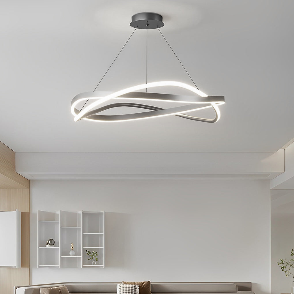 Circular Wave Rings Three Step Dimming Minimalist Nordic Chandelier - Dazuma