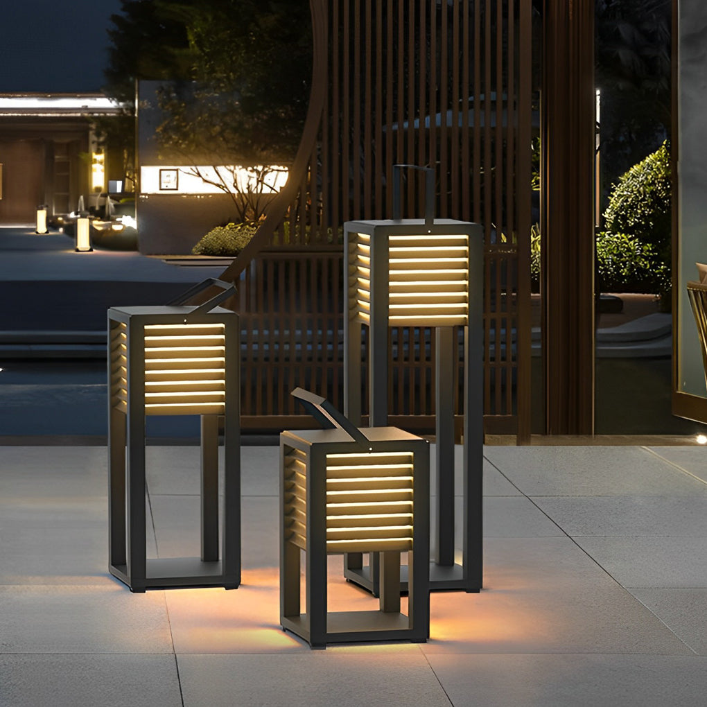 Square Waterproof LED Black Modern Portable Lawn Lamp Solar Outdoor Light - Dazuma