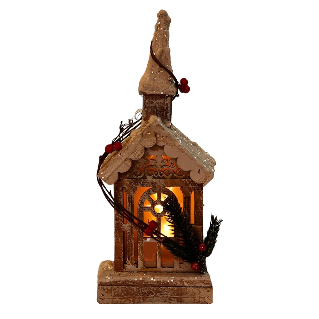 Creative Wooden Christmas Houses Village Ornaments Decoration with Lights