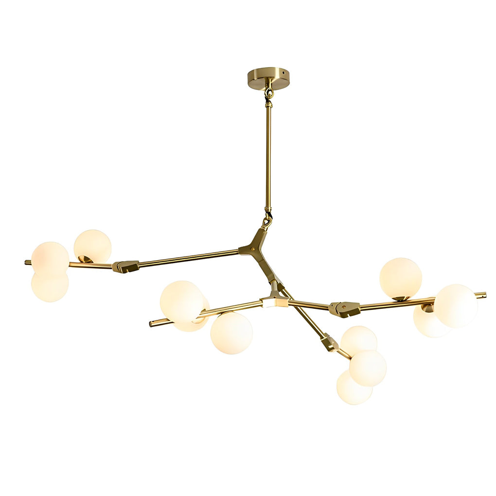 Nordic Style Modern Minimalist Cluster Metal Glass Chandelier – Black & Gold Fixture