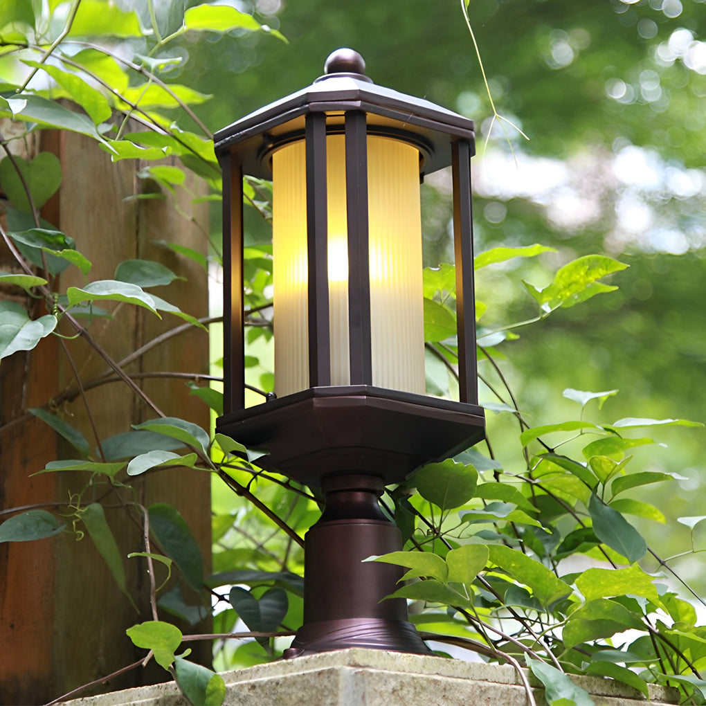 Retro Aluminum Waterproof Rose Gold American Style Outdoor Pillar Lamp