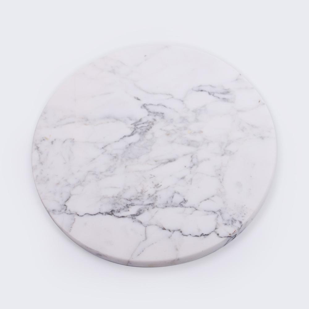 Round Marble Cutting Board Cheese Platter Sushi Vegetable Platter White