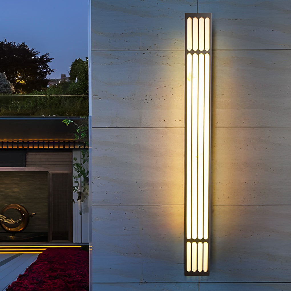 Long Rectangular Waterproof LED Black Modern Outdoor Wall Lamp