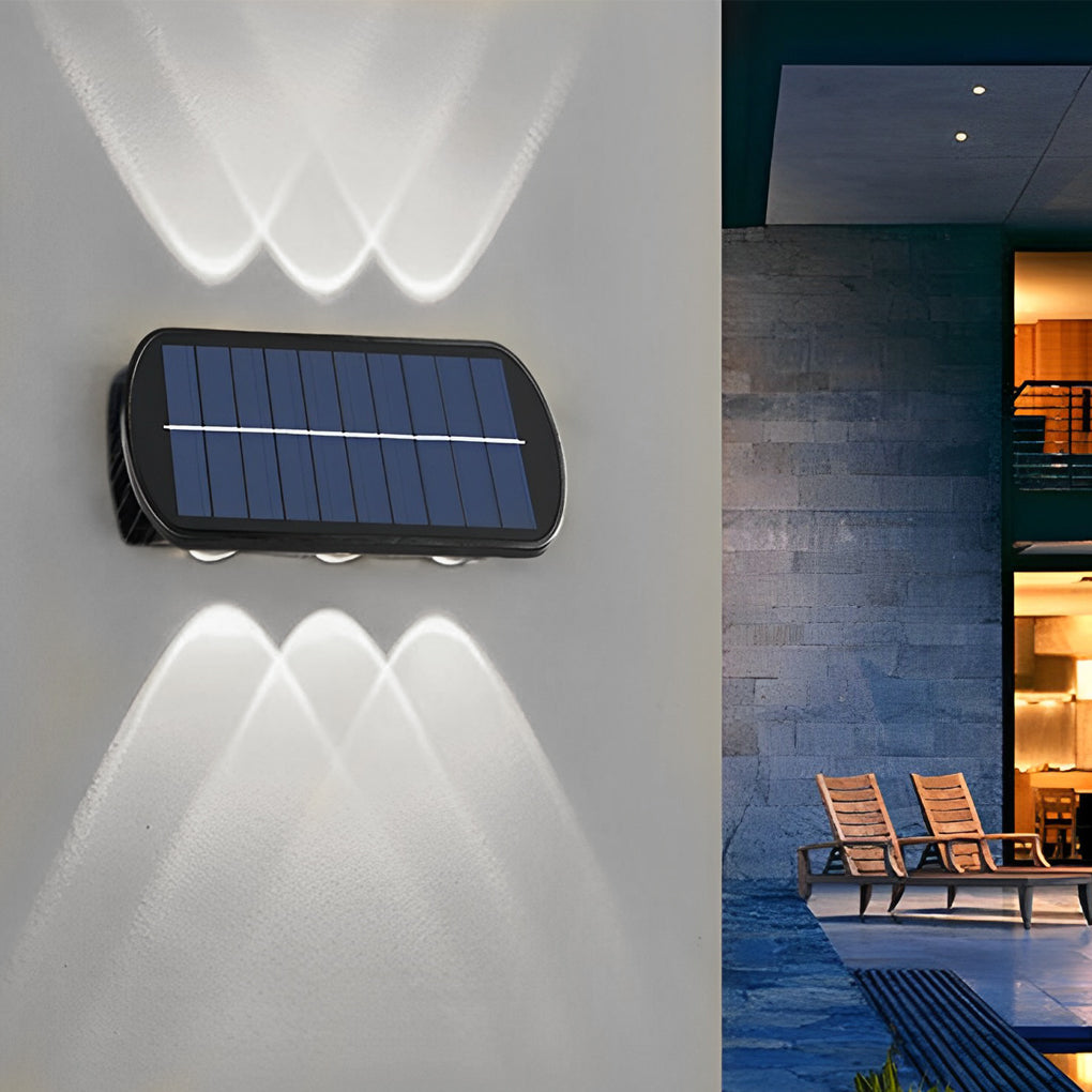 Rectangular Up and Down Lighting LED Waterproof Black Solar Wall Lamp