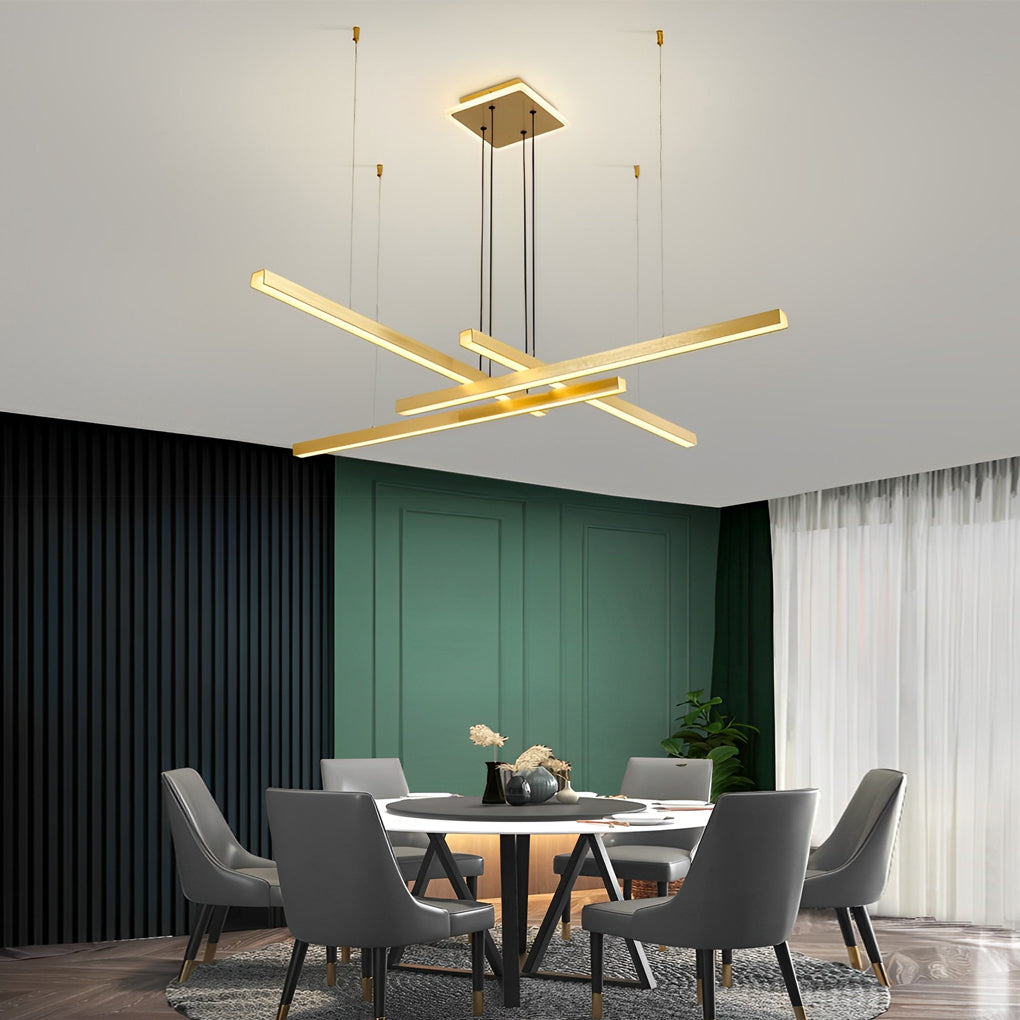Long Strips Geometric Three Step Dimming LED Postmodern Chandelier Light