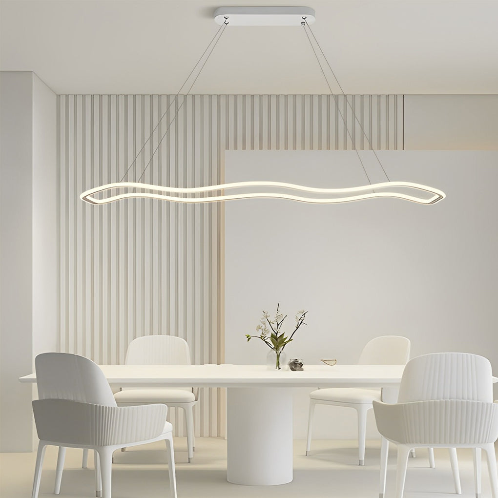 Long Waves Circular Design LED Nordic Hanging Ceiling Light Chandelier - Dazuma