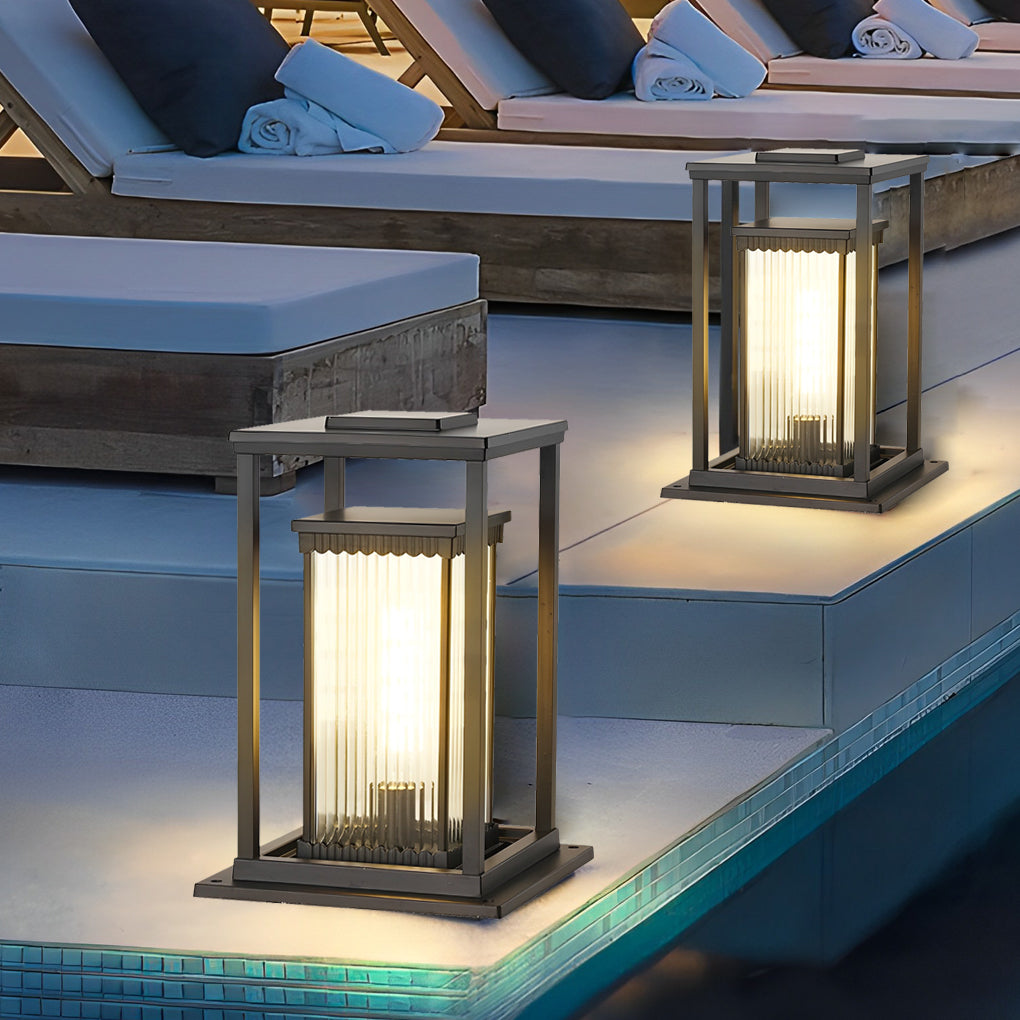 Square Waterproof Intelligent Light Control Black Solar Lawn Lights - Dazuma