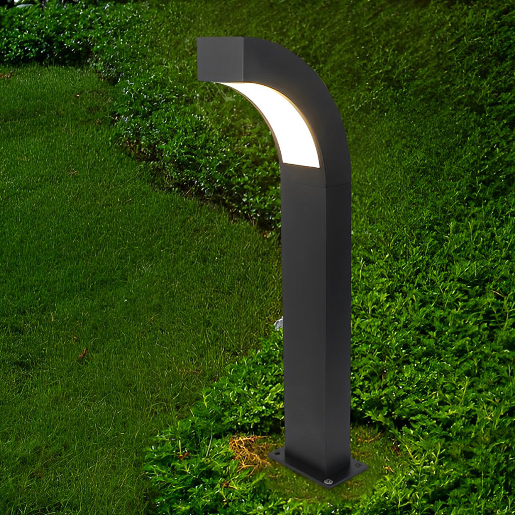 Curved LED Landscape Lighting Minimalist Black Outdoor Path Lighting