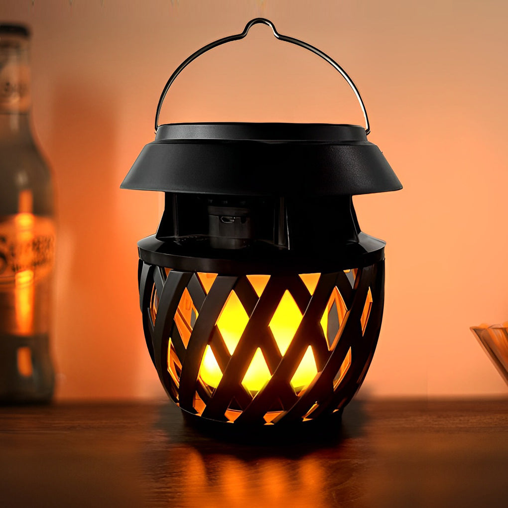 Portable USB Rechargeable LED Flickering Flame Solar Outdoor Lanterns - Dazuma