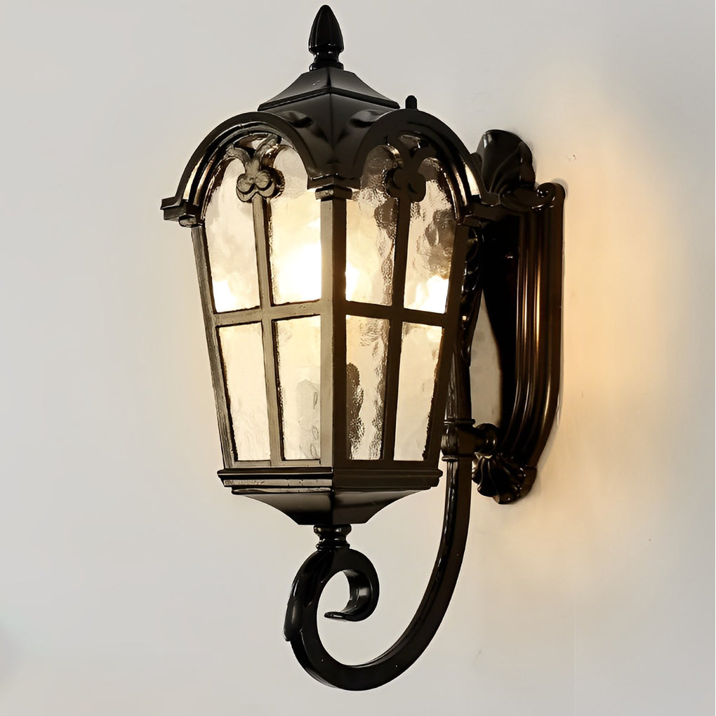 Vintage Glass Waterproof Black European-style Outdoor Wall Lamp Exterior Lights