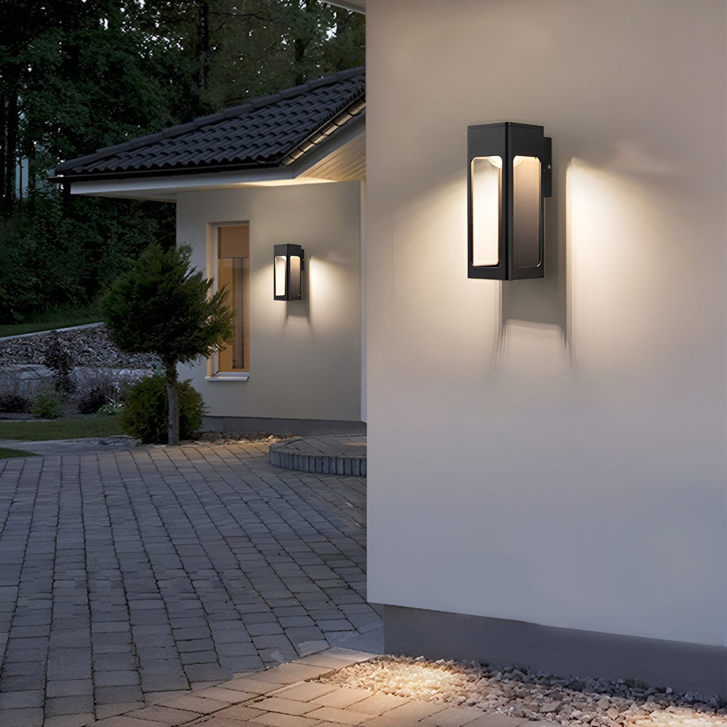 Rectangular IP65 Waterproof 12W LED Black Modern Outdoor Wall Lamp Sconces -- Dazuma