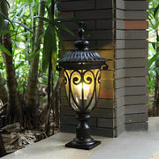 Round Bubble Glass Waterproof Black European Style Outdoor Pillar Lamp