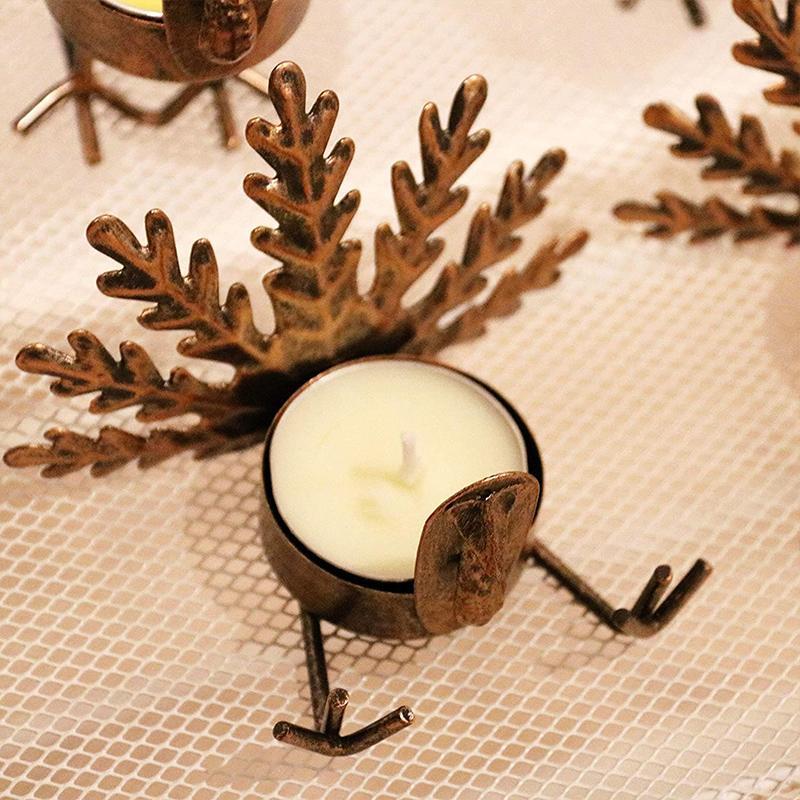 6 - Piece Metal Turkey Tea Light Candle Holder Set Thanksgiving Decoration