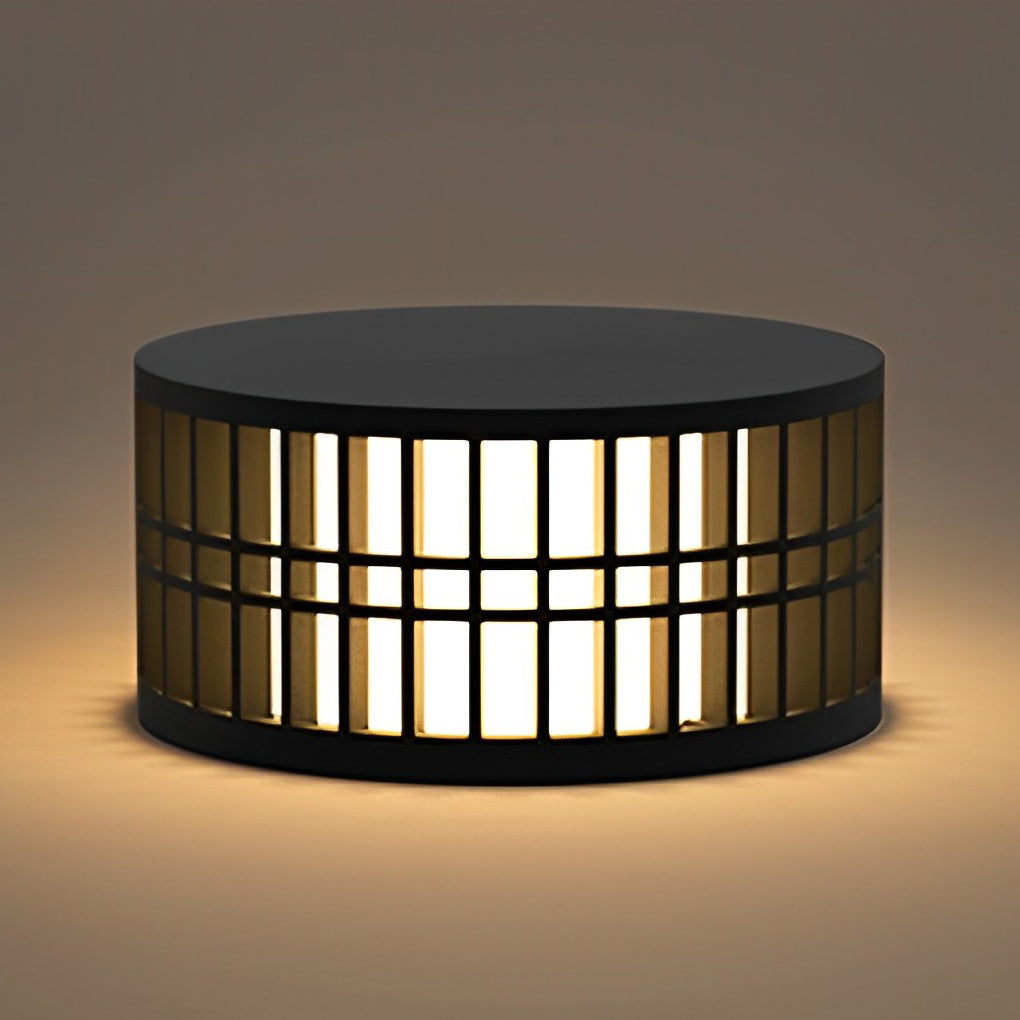 Round Creative Waterproof LED Black Modern Solar Fence Post Lights
