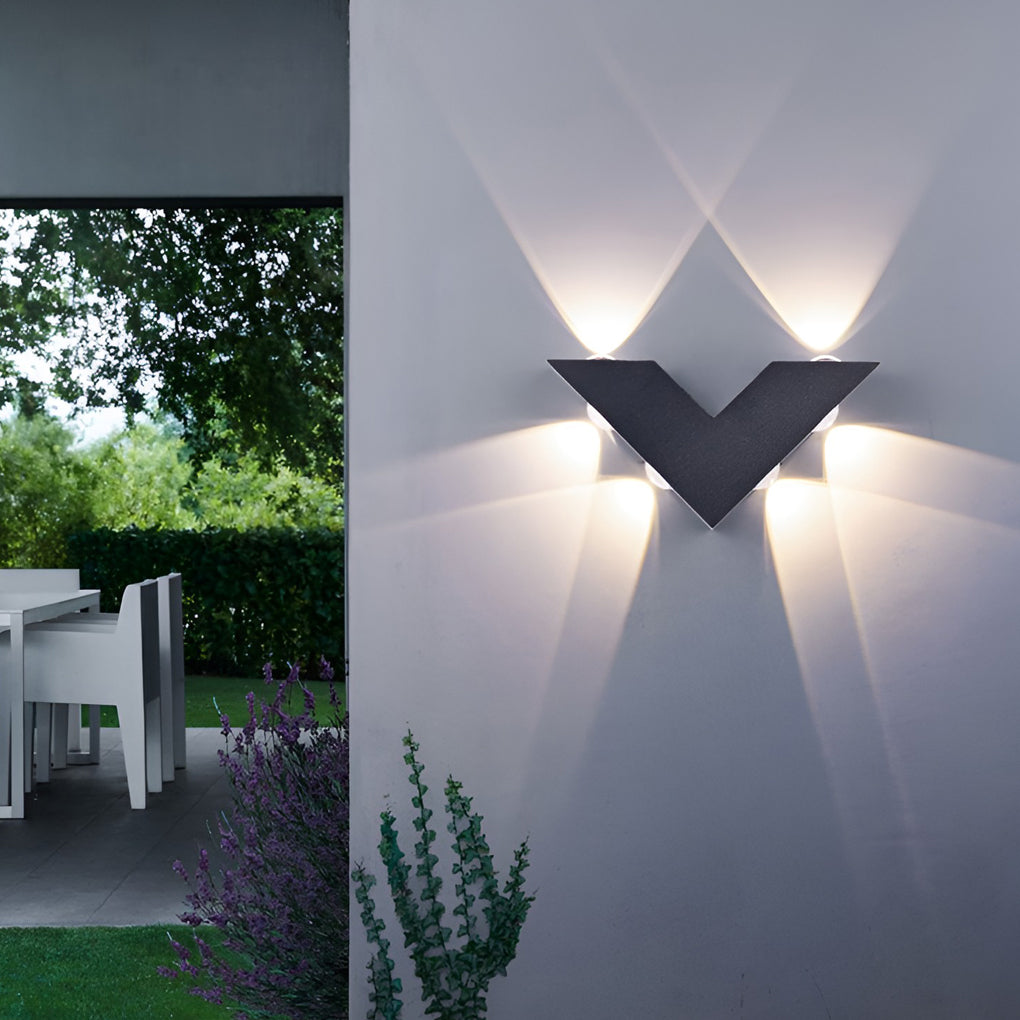 V-shaped Waterproof LED Black Modern Outdoor Wall Lamp Wall Washer Light