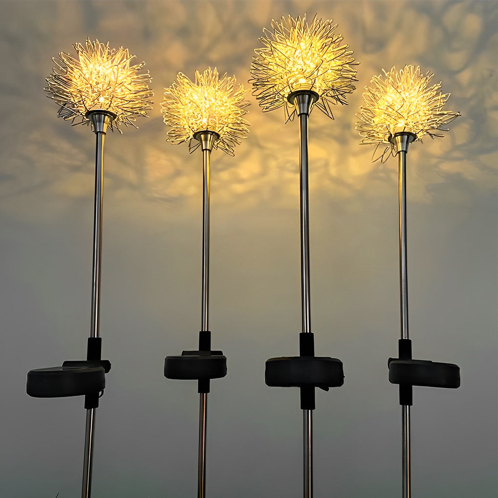 Elegant Aluminum LED Solar Dandelion Lights Dual Pack for Garden and Lawn