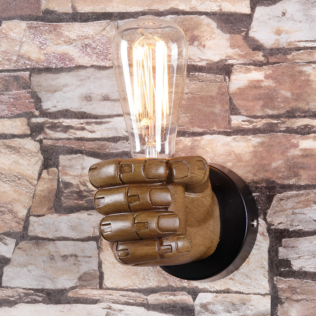 Resin Hand Fist Shaped Retro Industrial Style Wall Lamp Wall Sconce Lighting