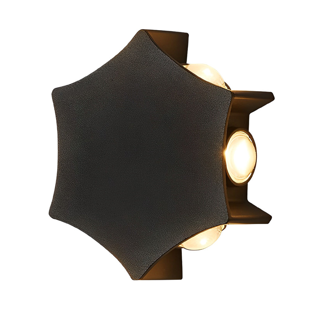 Unique Star Up and Down Lighting LED Waterproof Black Modern Wall Lamp