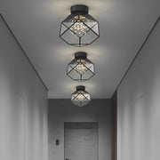 Square Frame Metal Glass Three Step Dimming Black Modern Ceiling Lamp - Dazuma