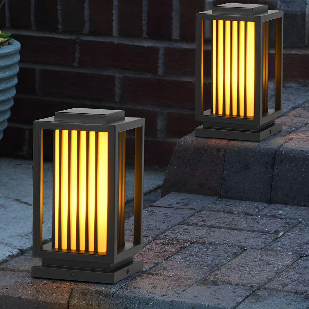 Modern Black LED Cage Pathway Lawn Lights