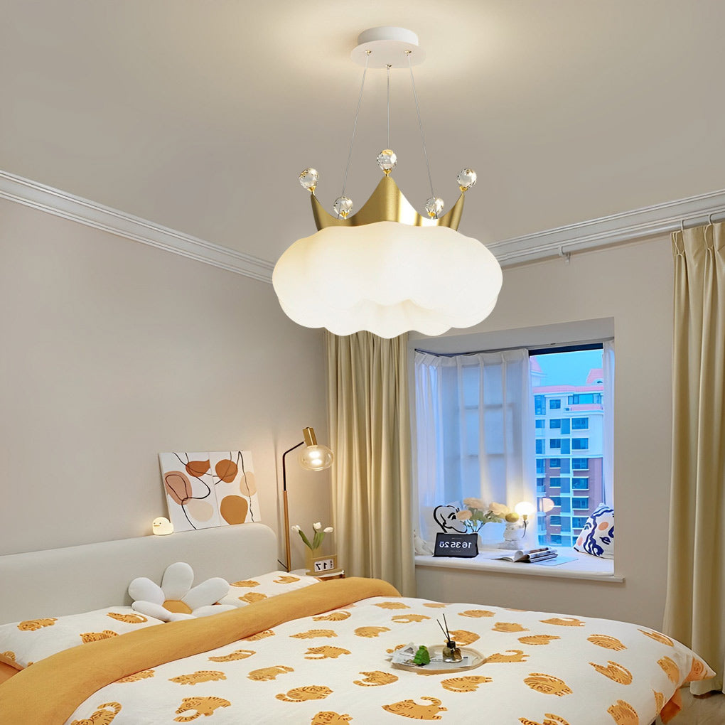 Clouds Crystal Crowns LED Three Step Dimming Ins Modern Chandelier Light - Dazuma