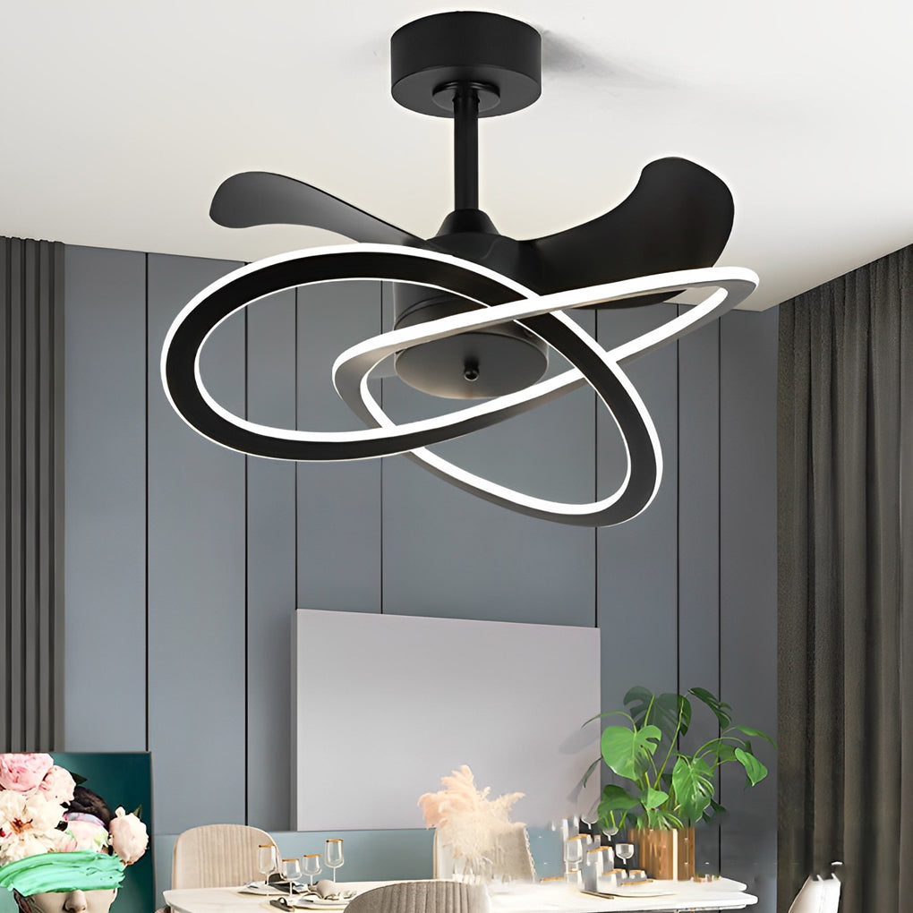 Waves Flower LED Mute Timing Creative Nordic Bladeless Ceiling Fans