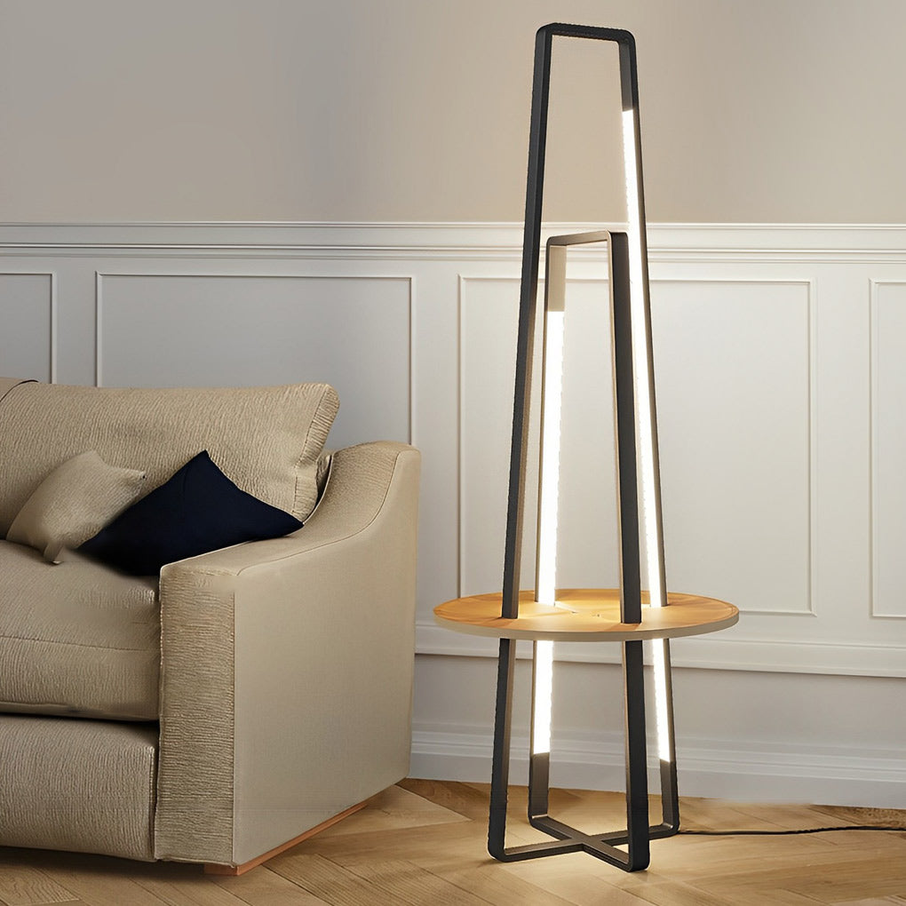 Creative Lines Frame Stepless Dimming LED Modern Floor Lamp with Table