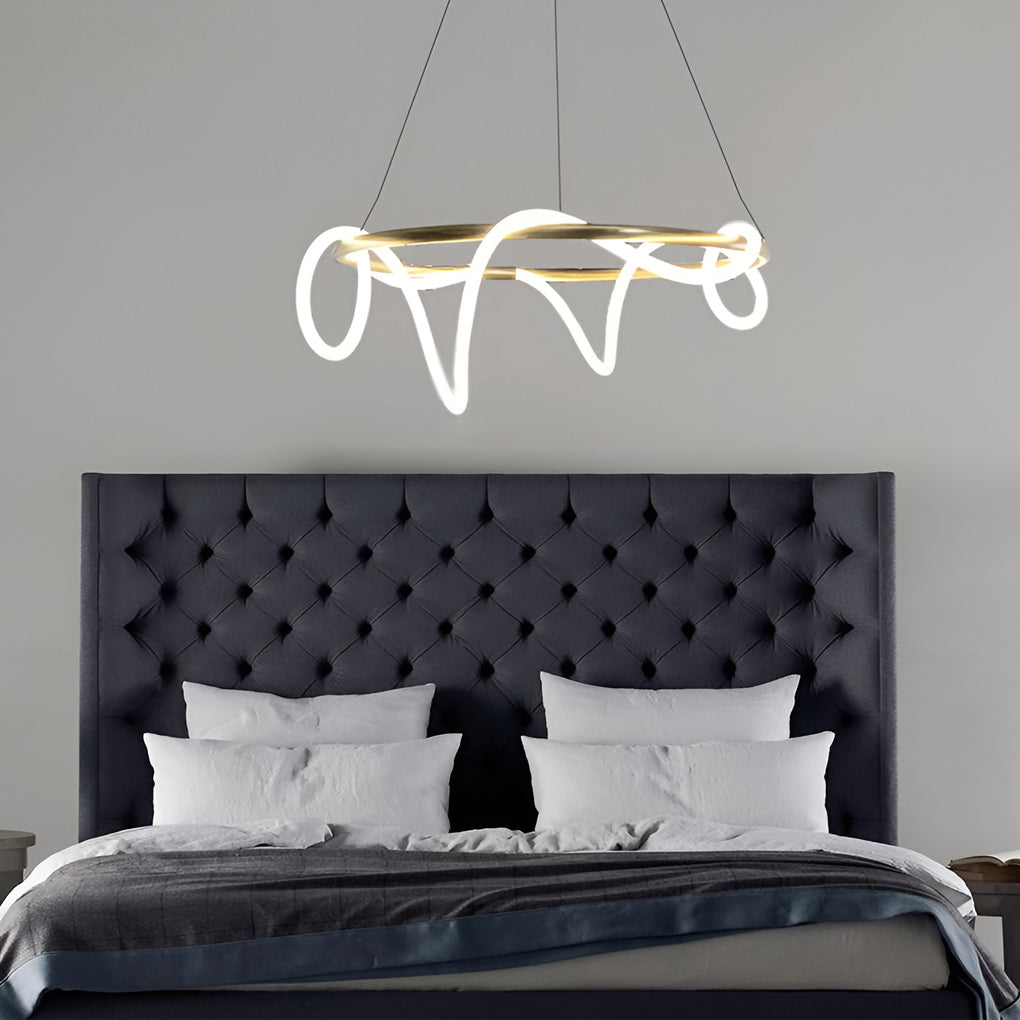 Creative DIY LED Strip Electroplated Metal Modern Chandelier Pendant Light - Dazuma