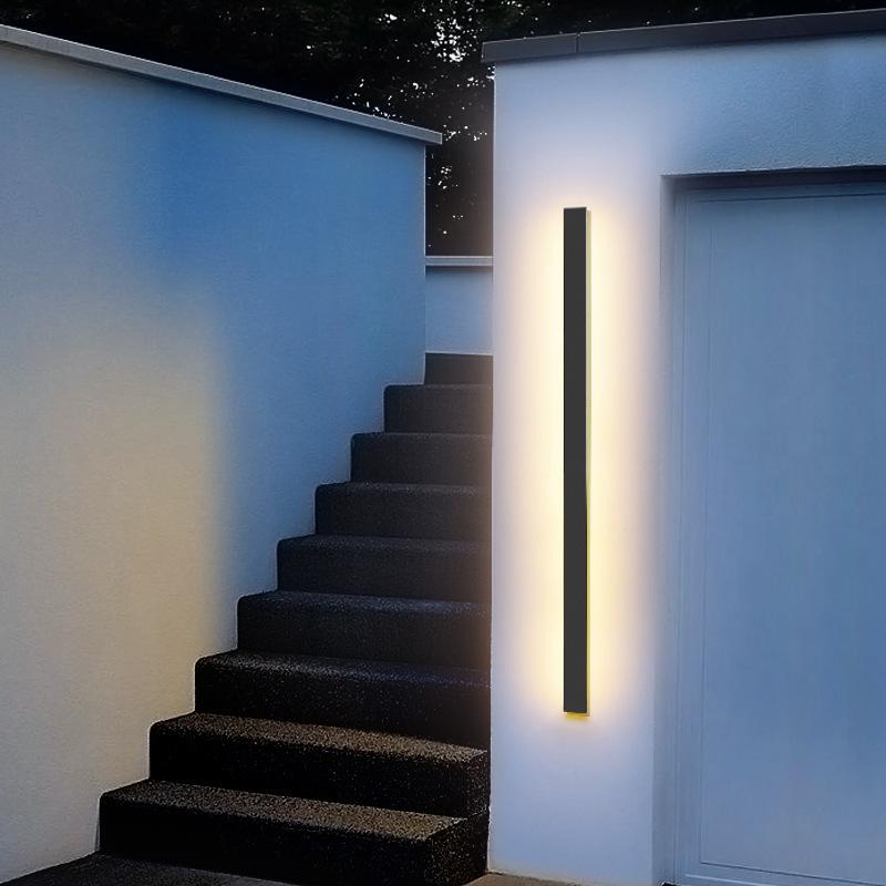 Black Long Strip Sconce Light Wall Lights Outdoor LED Lighting