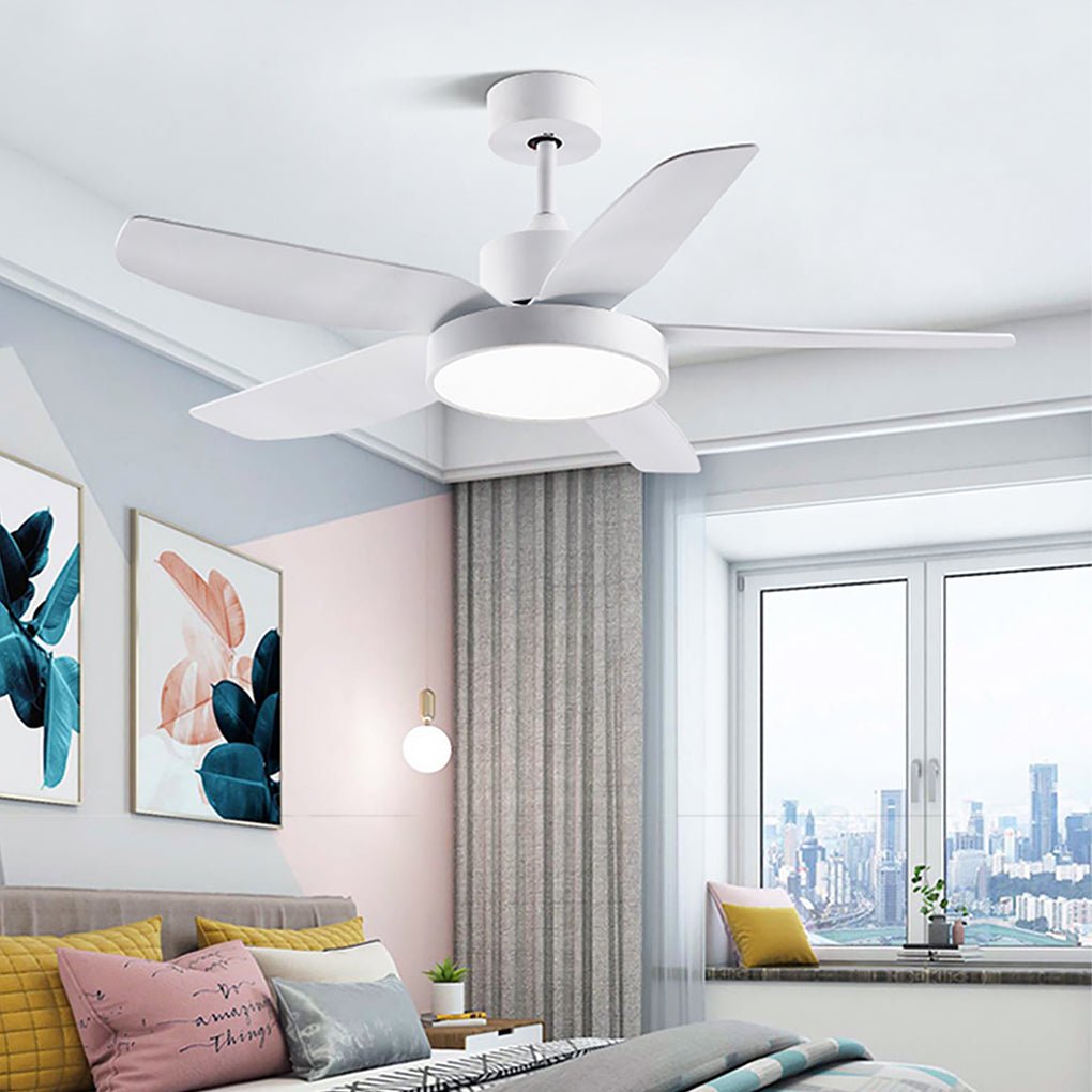 46 Inch LED 6 - Speed Downrod Ceiling Fan Lights with Remote and 5 Quiet Reversible Blades