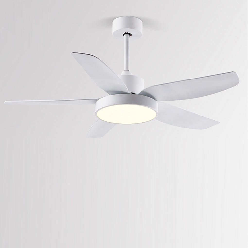 46 Inch LED 6 - Speed Downrod Ceiling Fan Lights with Remote and 5 Quiet Reversible Blades