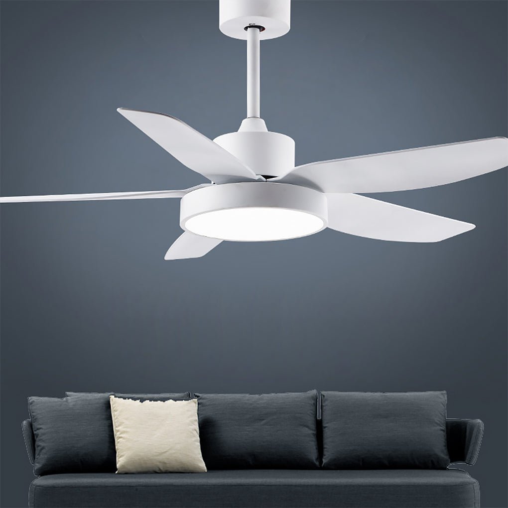 46 Inch LED 6 - Speed Downrod Ceiling Fan Lights with Remote and 5 Quiet Reversible Blades