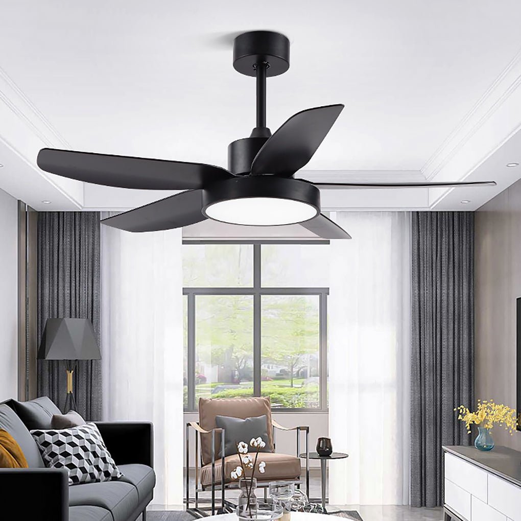 46 Inch LED 6 - Speed Downrod Ceiling Fan Lights with Remote and 5 Quiet Reversible Blades