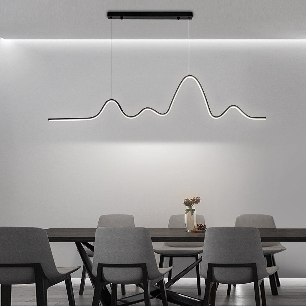 Minimalist Wave Line Strip Three Step Dimming LED Nordic Chandelier Light - Dazuma