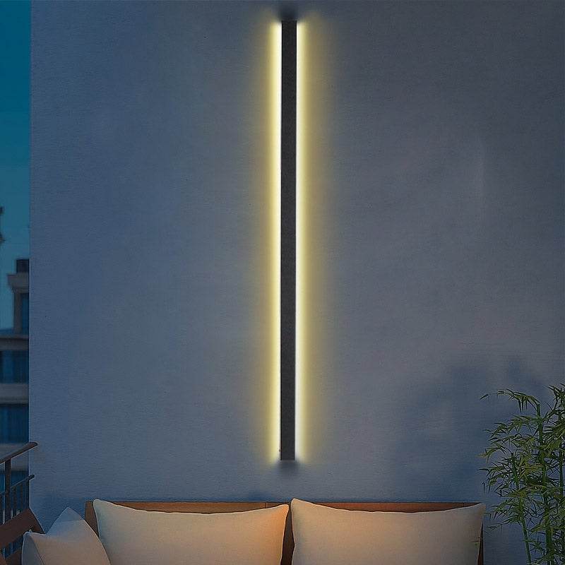 Black Long Strip LED Waterproof Modern Outdoor Wall Lights Porch Lights