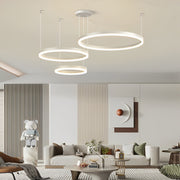 Circular Rings Creative LED 3 Step Dimming White Modern Chandelier Light - Dazuma
