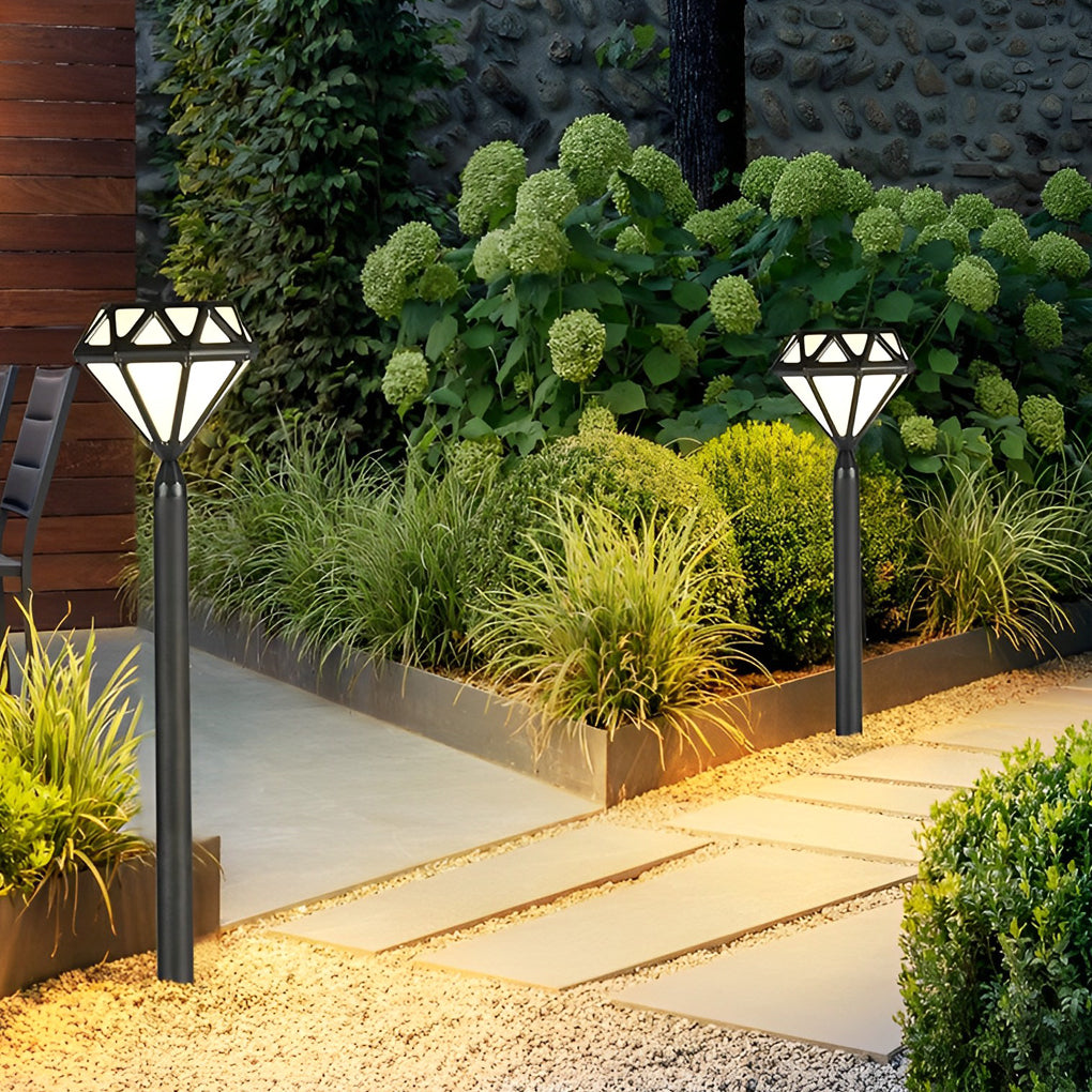 Geometric Diamond-Shaped LED Lawn Lamp Modern, Intelligent Lighting