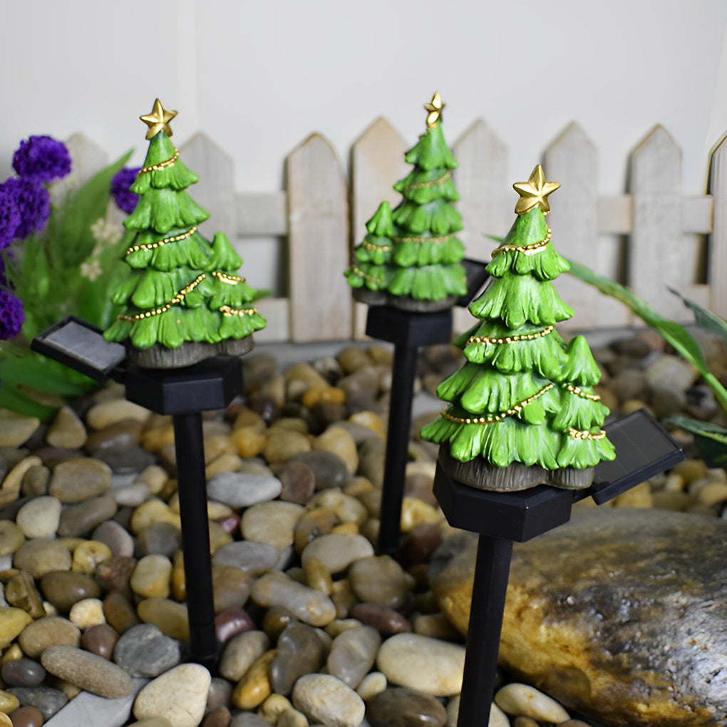 Resin Waterproof LED Christmas Tree Ground Inserted Solar Lawn Lights