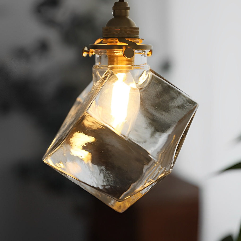 Square Transparent Glass Modern Pendant Lights Kitchen Island Lighting - Dazuma