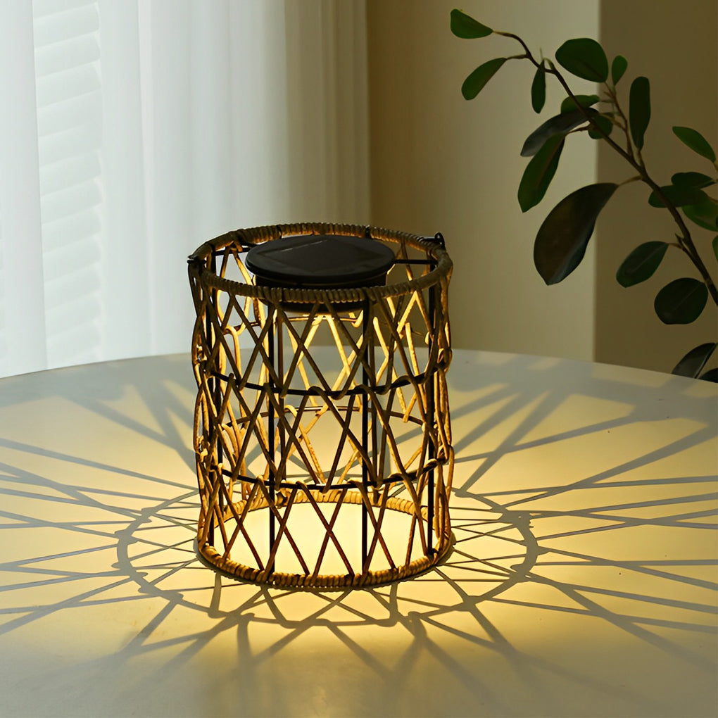 Rattan Lantern Waterproof Creative Modern Solar Garden Lights Lawn Lamp