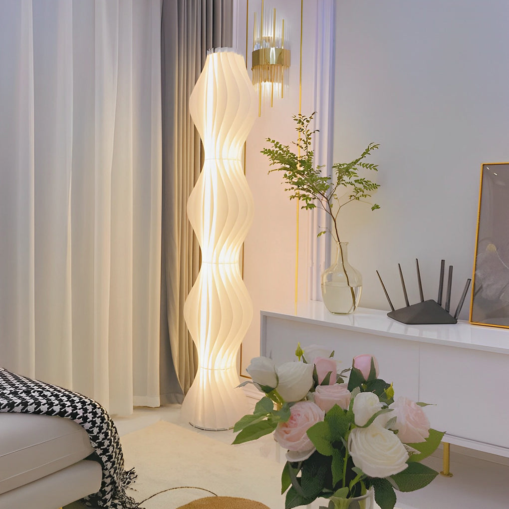 Pleated Grass Skirt Three Step Dimming LED White Ins Nordic Floor Lamp - Dazuma
