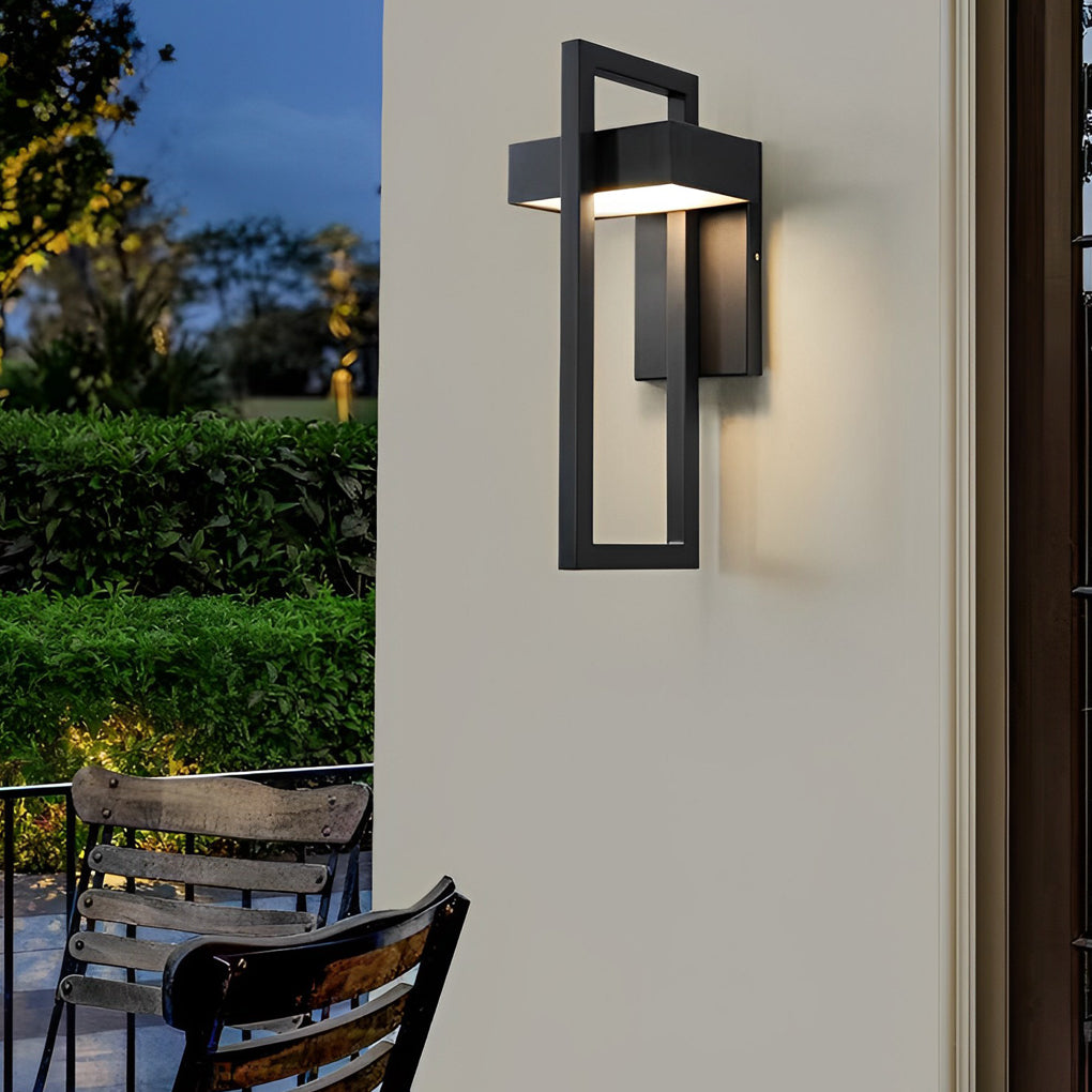 Rectangular Minimalist LED Waterproof Black Modern Outdoor Wall Lamp