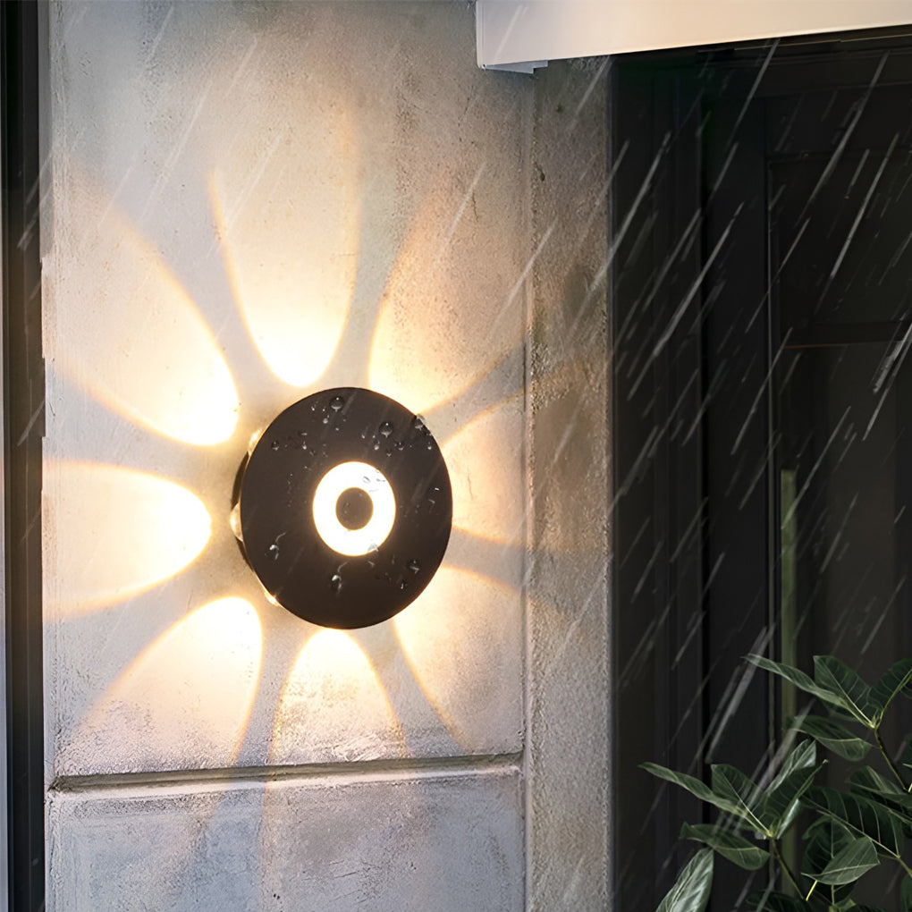 [Open-Box] Round Waterproof LED Black Modern Wall Washer Light Wall Sconce Lighting