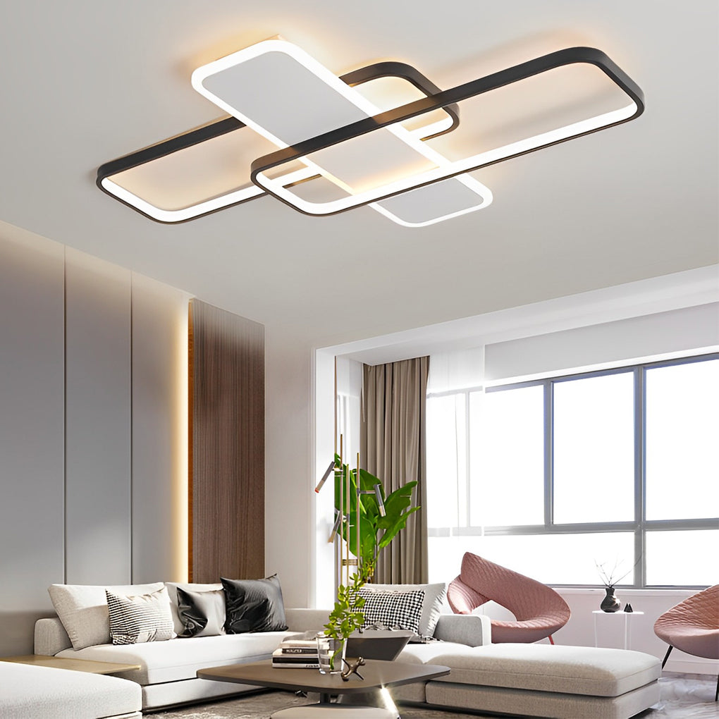 Square Overlapping Stepless Dimming LED Nordic Ceiling Lights Chandeliers